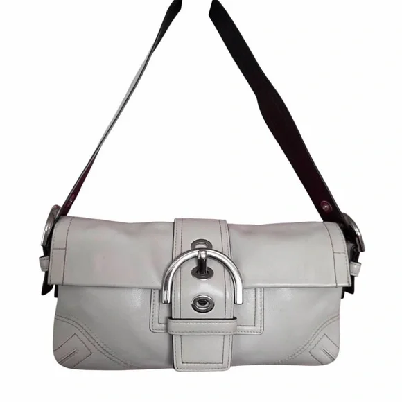 Coach Elegant Off White Leather Shoulder Bag Soho Authentic - Picture 4 of 17